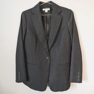 Pendleton 100% Virgin Wool Blazer Single Button Closure Size 4 Charcoal Grey EUC
